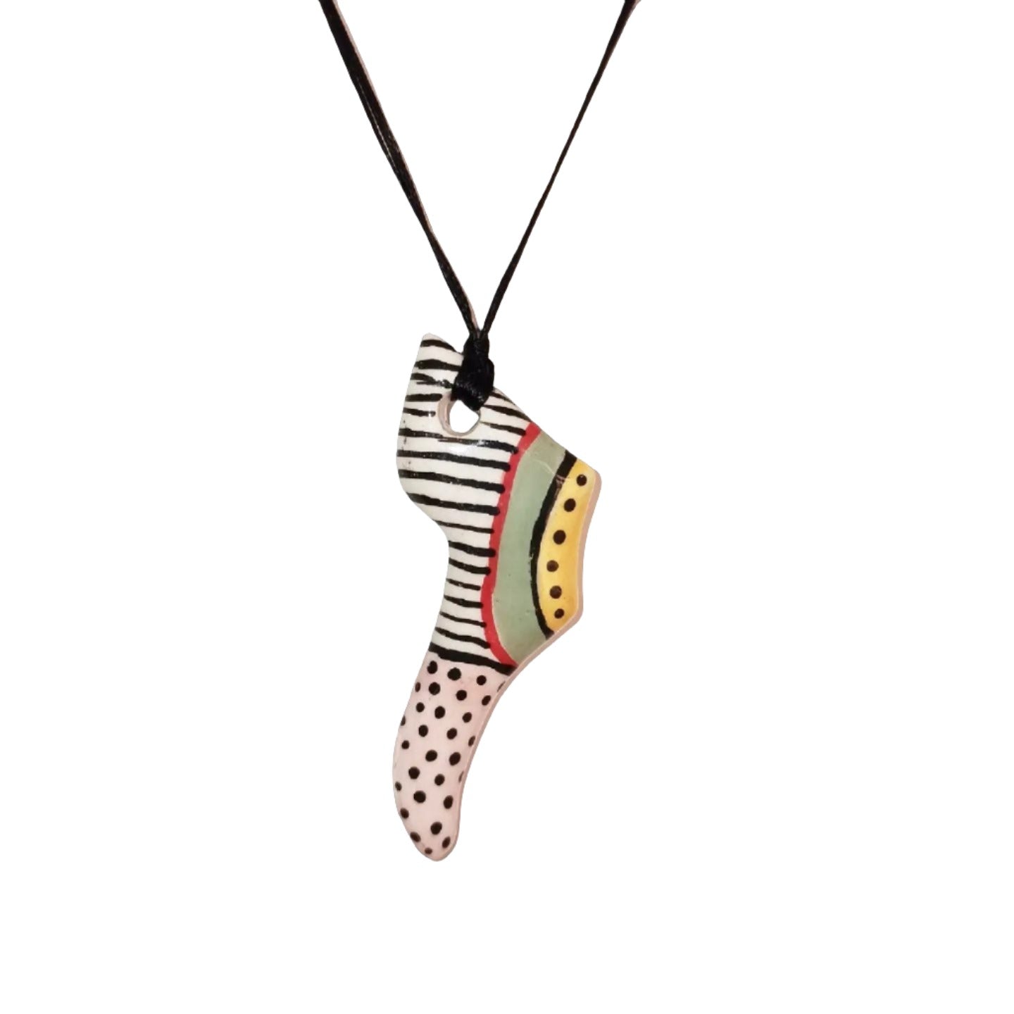 κεραμικό κολιέ με ρίγες και βούλες