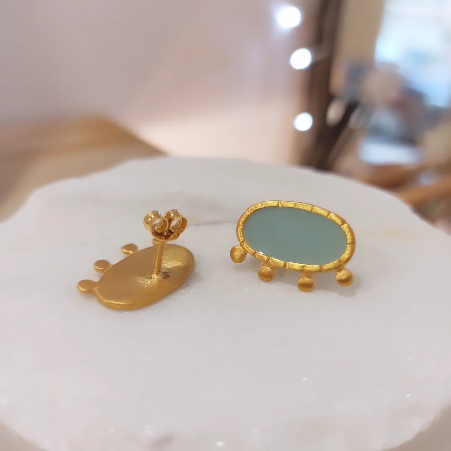 επιχρυσωμένο ασήμι- γαλάζιο σμάλτο / gold plated silver- light blue enamel