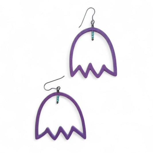 Σκουλαρίκια  μοβ λουλούδια από 3D εκτύπωση