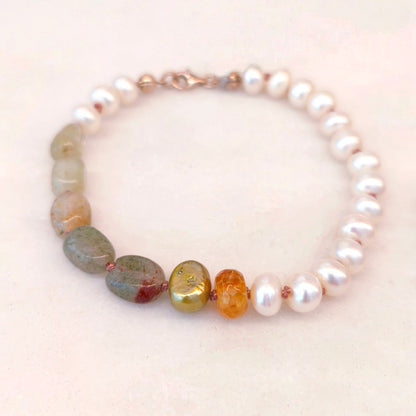 Βραχιόλι με Μαργαριτάρι, Αβεντουρίνη και Καρνεόλη