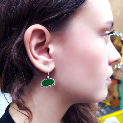 ασήμι- πράσινο σμάλτο/ silver- green enamel