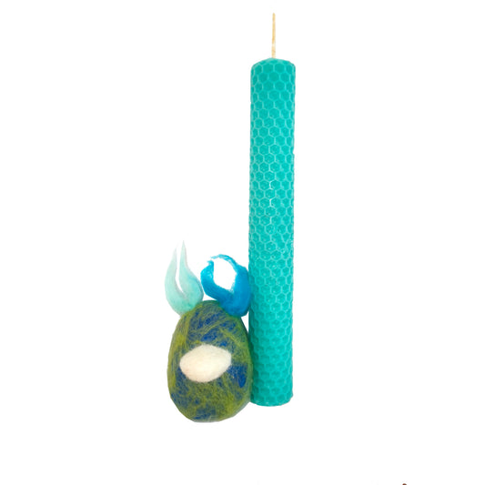 Λαμπάδα από κερί μέλισσας και αυγό- ζωάκι φελτ