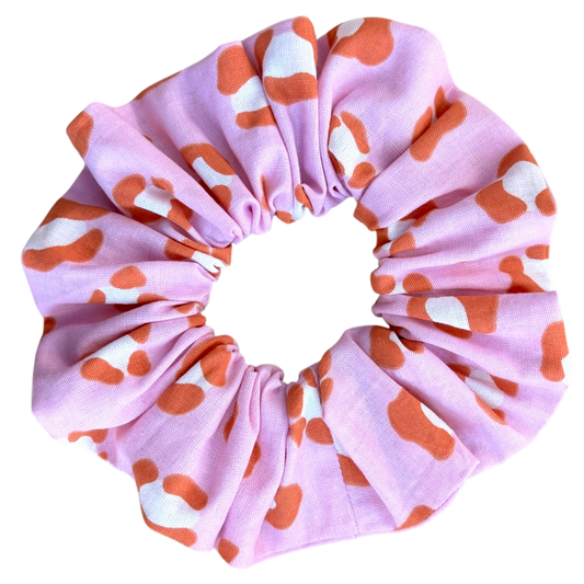 Βαμβακερό Υφασμάτινο Scrunchie pink leopard