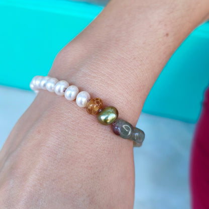 Βραχιόλι με Μαργαριτάρι, Αβεντουρίνη και Καρνεόλη