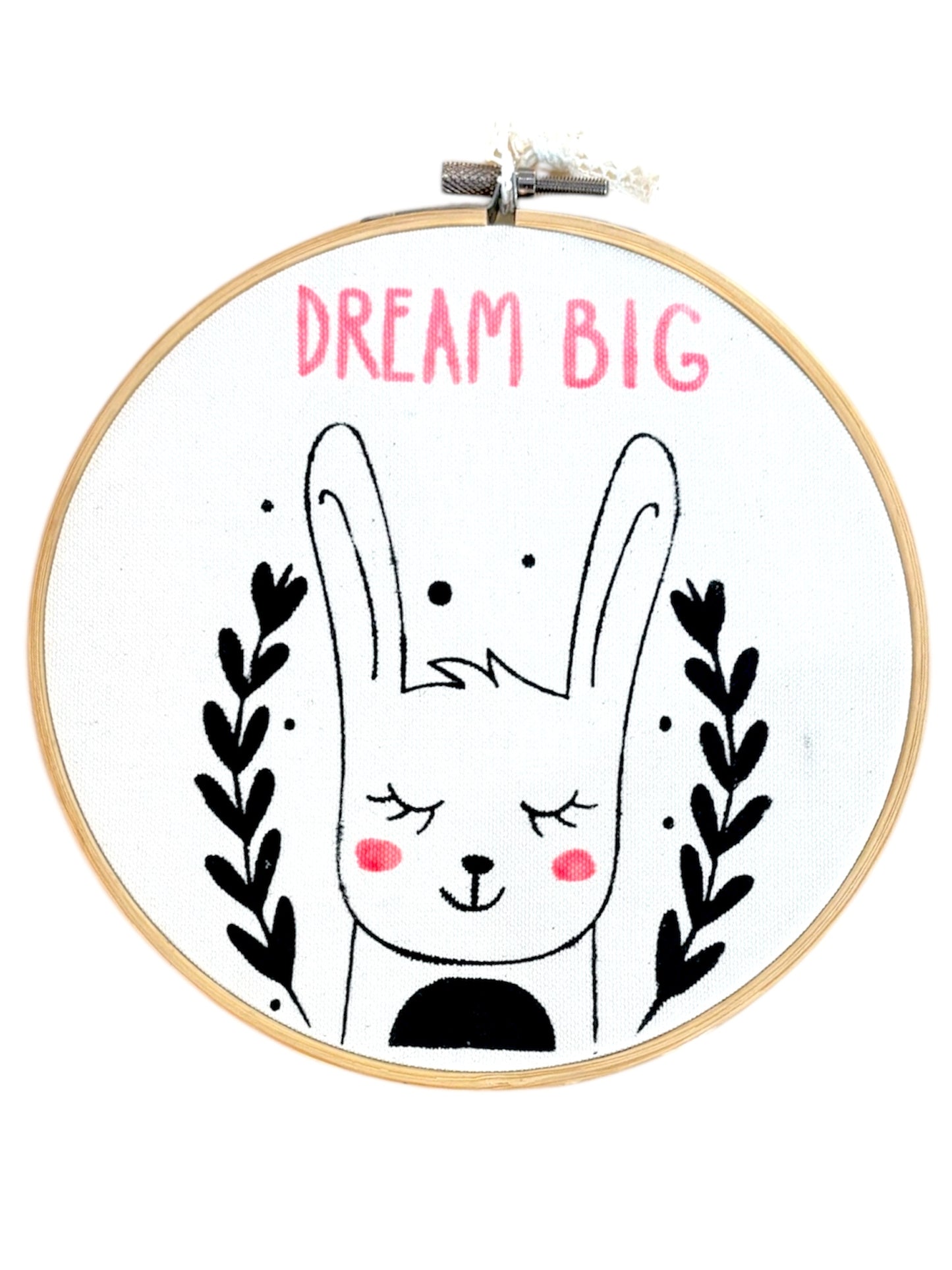 Διακοσμητικό Καδράκι "Dream Big" - Λαγουδάκι (Στένσιλ σε Τελάρο)