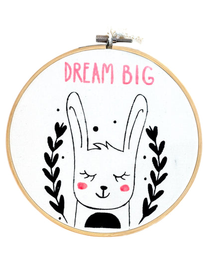 Διακοσμητικό Καδράκι "Dream Big" - Λαγουδάκι (Στένσιλ σε Τελάρο)