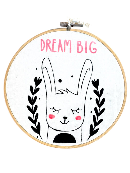 Διακοσμητικό Καδράκι "Dream Big" - Λαγουδάκι (Στένσιλ σε Τελάρο)