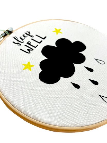 Διακοσμητικό Καδράκι "Sleep Well" - Συννεφάκι (Στένσιλ σε Τελάρο)