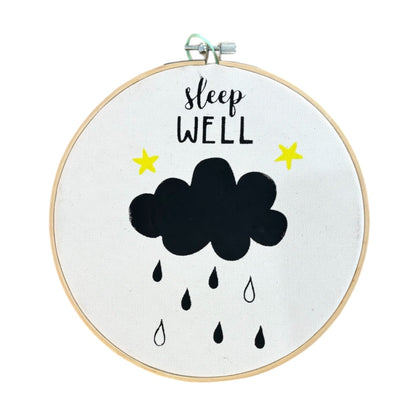 Διακοσμητικό Καδράκι "Sleep Well" - Συννεφάκι (Στένσιλ σε Τελάρο)