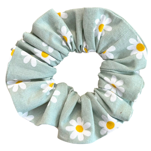 Βαμβακερό Υφασμάτινο Scrunchie με μαργαρίτες