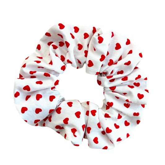 Βαμβακερό Υφασμάτινο Scrunchie Καρδιές