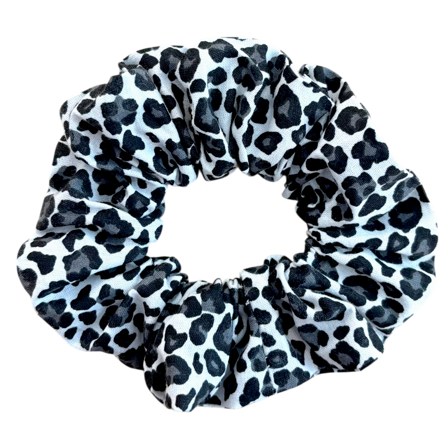 Βαμβακερό Υφασμάτινο Scrunchie leopard (ασπρόμαυρο)