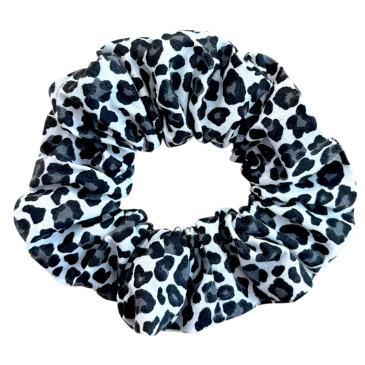 Βαμβακερό Υφασμάτινο Scrunchie leopard (ασπρόμαυρο)